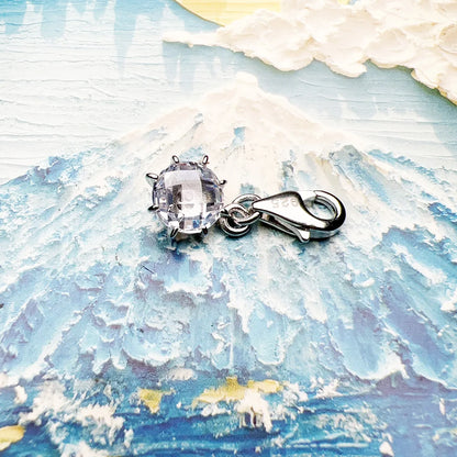 Damen-Charm-Anhänger weißer Stein Glück aus Sterlingsilber