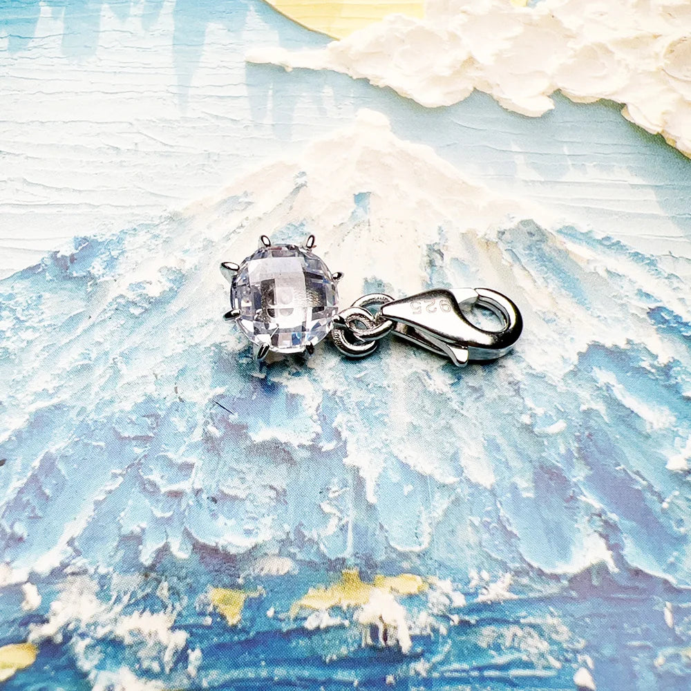 Damen-Charm-Anhänger weißer Stein Glück II aus Sterlingsilber