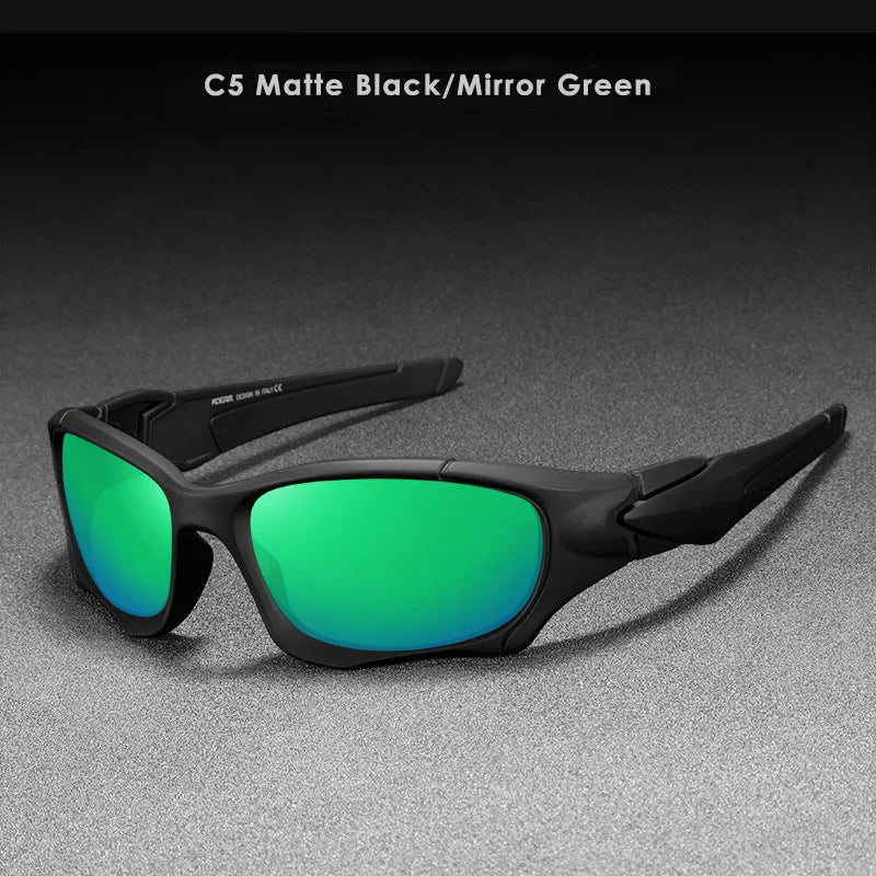 Sonnenbrille Radfahren polarisiert schwarz Krieger-Stil Reißverschlussetui Herren