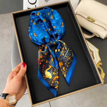 Damen Seidenschal quadratisch 68cm Halstuch Bandana Hijab Pashmina B