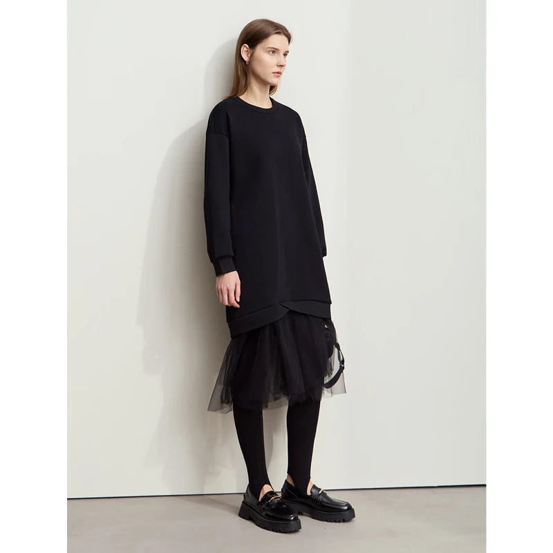 Elegantes Damen Strickkleid Mit Langen Ärmeln Für Den Winter