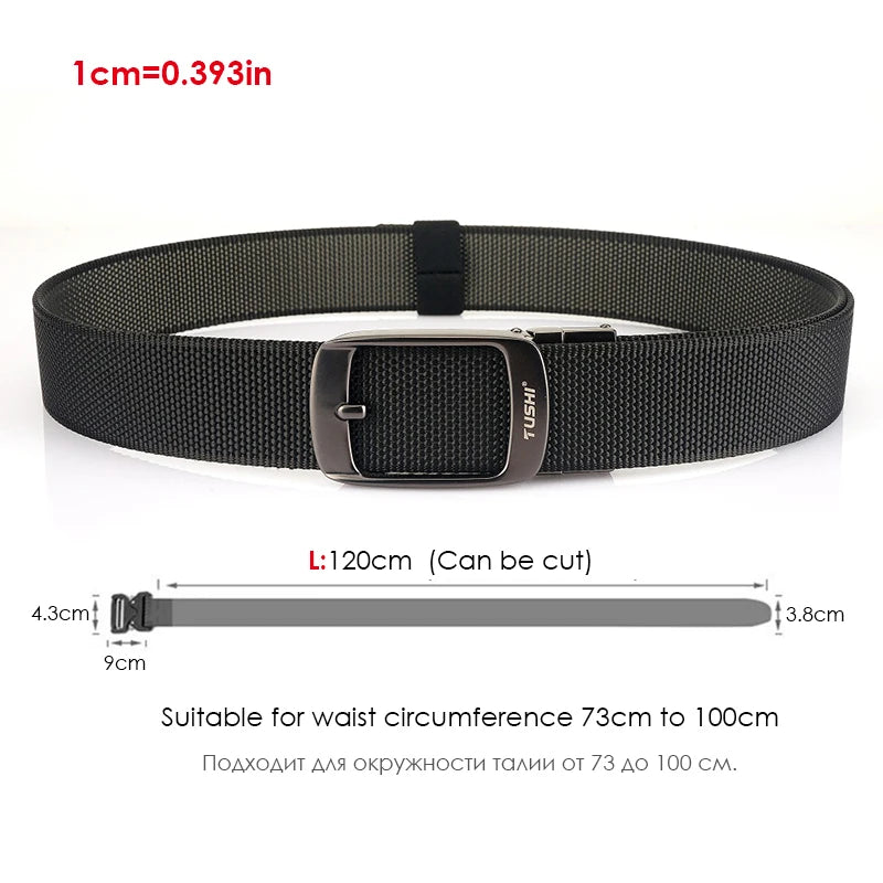 Herren-Gürtel Reversibel mit Automatischer Schnalle aus Nylon Zweifarbig 34mm Breite