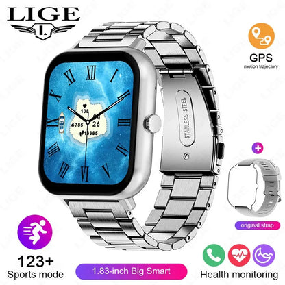 LIGE Multifunktions-Smartwatch für Männer und Frauen, Bluetooth, Anruf, Nachricht, Erinnerung, Sport, Schritt, Kalorien, Smartwatch, Weihnachtsarmband