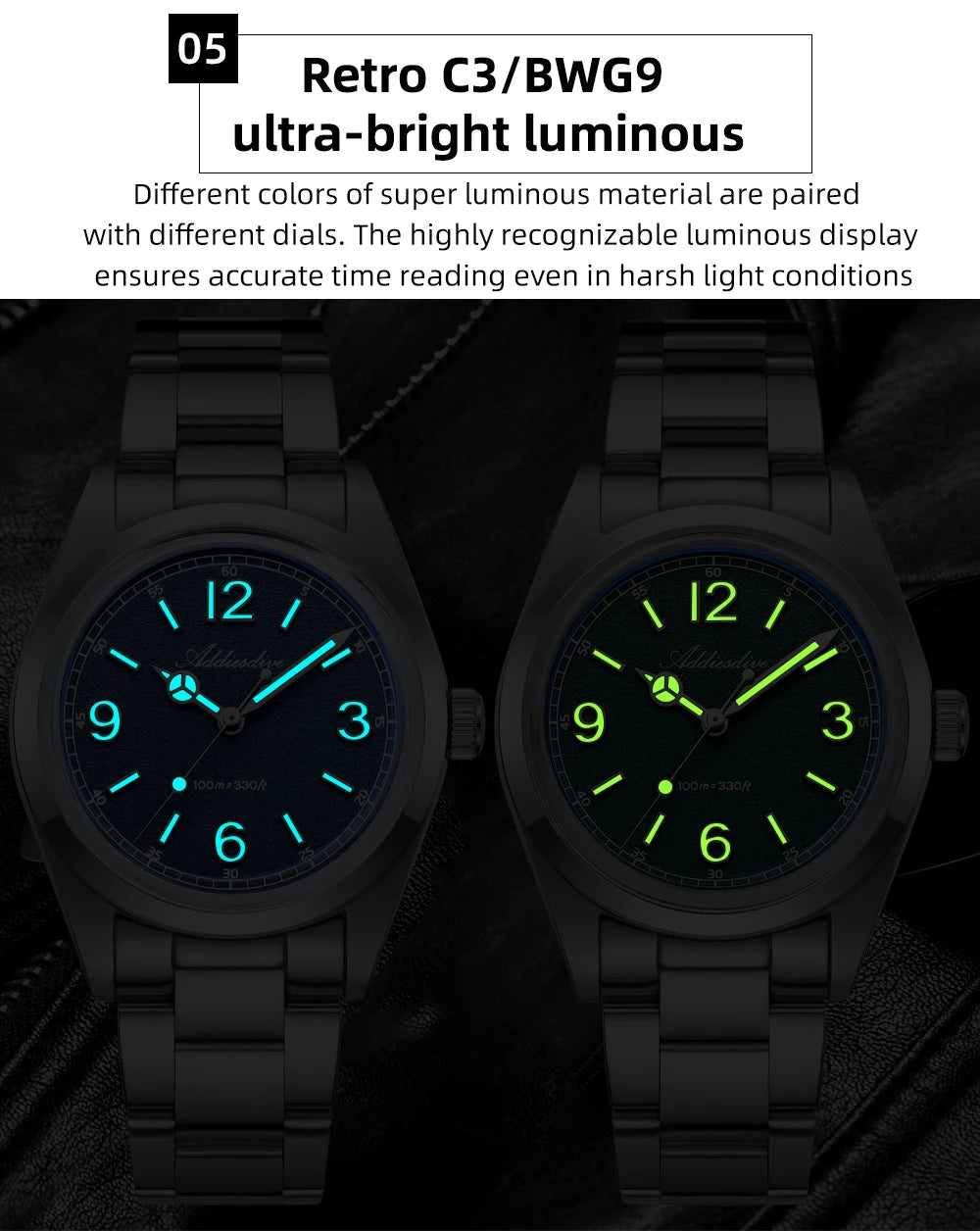 Herren-Quarzuhr 36 mm mit Bubble-Glas in Sommerfarben