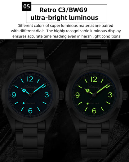 Herren-Quarzuhr 36 mm mit Bubble-Glas in Sommerfarben