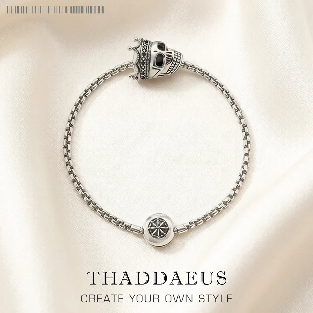 Damen-Armband Perlen Totenkopf König Karma aus Sterlingsilber