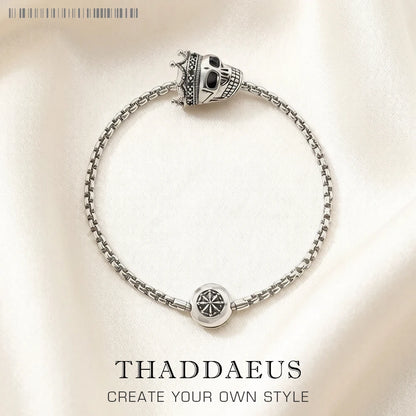 Damen-Armband Perlen Totenkopf König Karma aus Sterlingsilber
