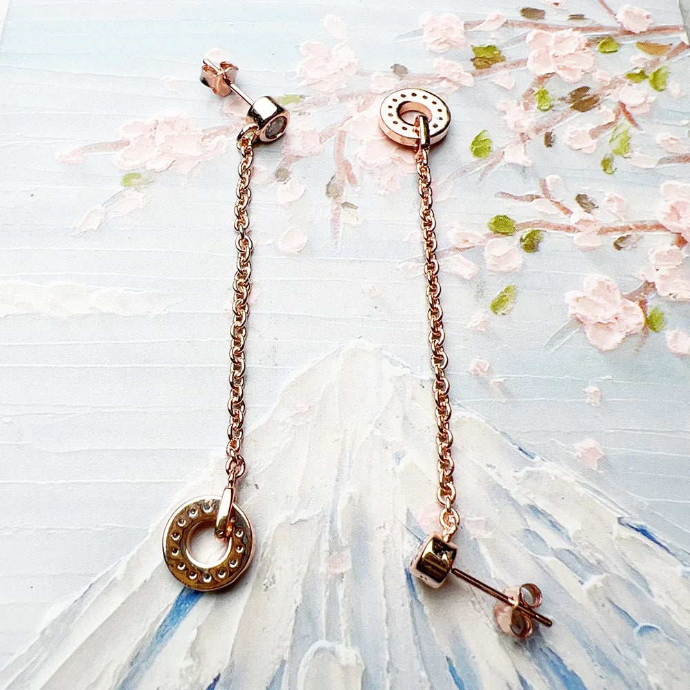 Damen-Ohrtropfen rund Rosegold romantisch 925 Sterlingsilber