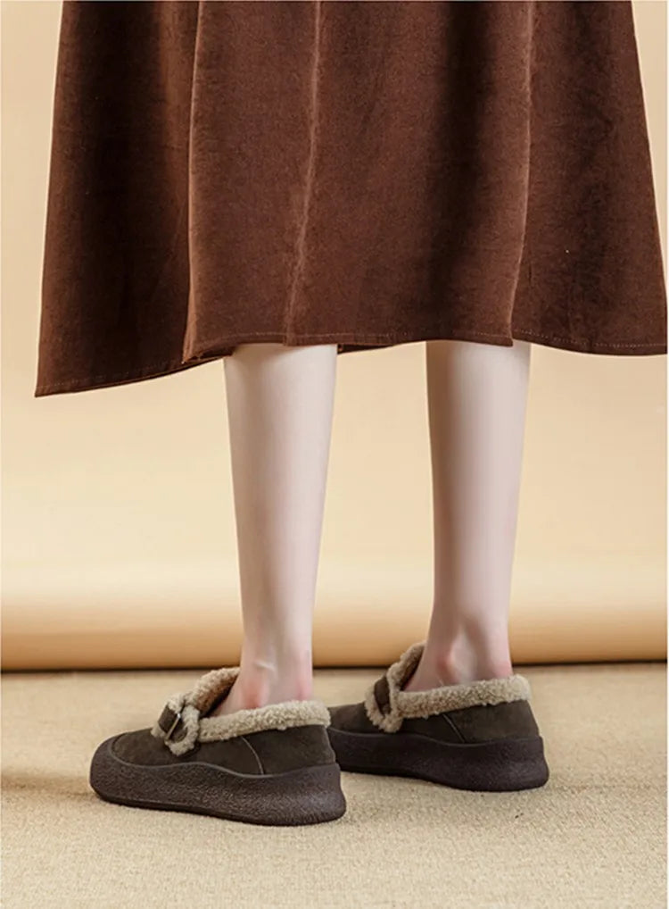 AIYUQI Women Sneakers Winter 2024 New Velvet Genuine Leather Beanie Shoes Women Flat Large Size Women Casual Shoes