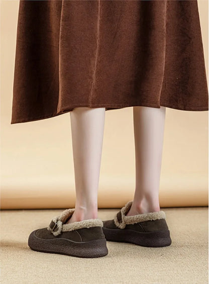 AIYUQI Women Sneakers Winter 2024 New Velvet Genuine Leather Beanie Shoes Women Flat Large Size Women Casual Shoes