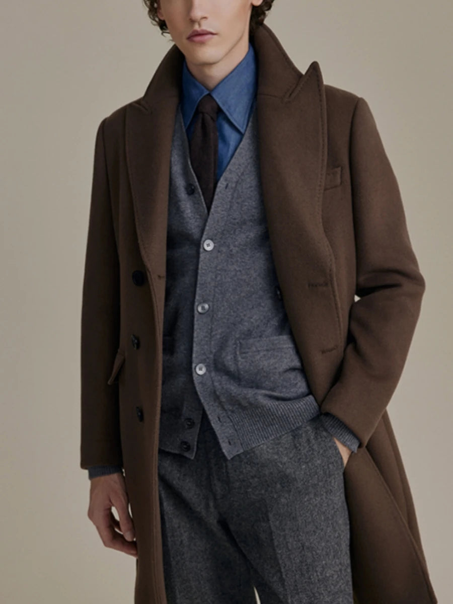 Herren Ulster Mantel im klassischen Business-Stil mit zweireihigem Revers