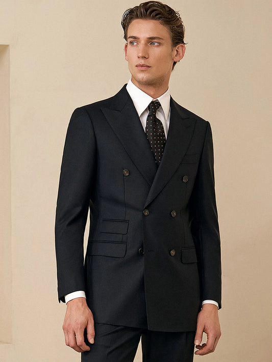 Herrenanzug aus 100% Wolle, doppelt geknöpft, in Grau – Slim Fit Sakko, Weste und Hose für Hochzeiten und festliche Anlässe, auch in großen Größen erhältlich.