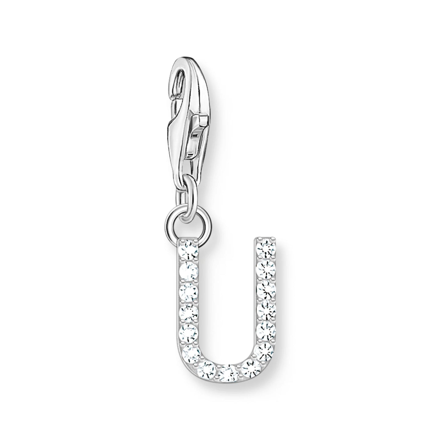 Damen-Charm-Anhänger Buchstaben weißer Stein klassisch aus Sterlingsilber
