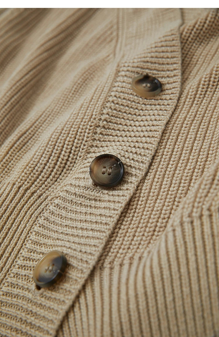 Damen-Strickjacke V-Ausschnitt Raglan asymmetrisch französisch locker Herbst