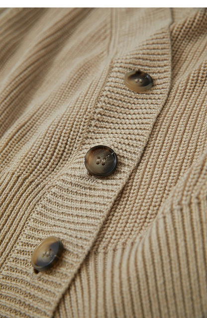 Damen-Strickjacke V-Ausschnitt Raglan asymmetrisch französisch locker Herbst