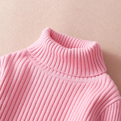 Kinder Pullover Kinder Solide Pullover 2024 Neue Winter Jungen Mädchen Rollkragen Gestrickte Pullover Warme Tops Kleidung für 4-12 jahre