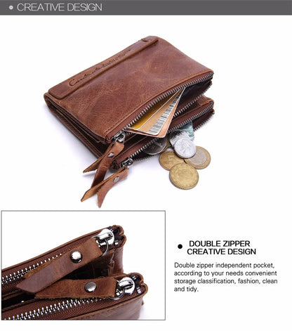 Herren Echtleder Geldbörse Reißverschluss Kartenhalter Luxus Designer Geldclip