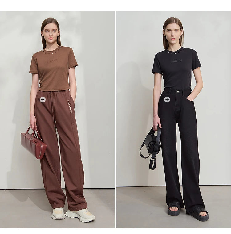 Damen Kurzarm T-Shirt im minimalistischen Design für den Sommer 2025