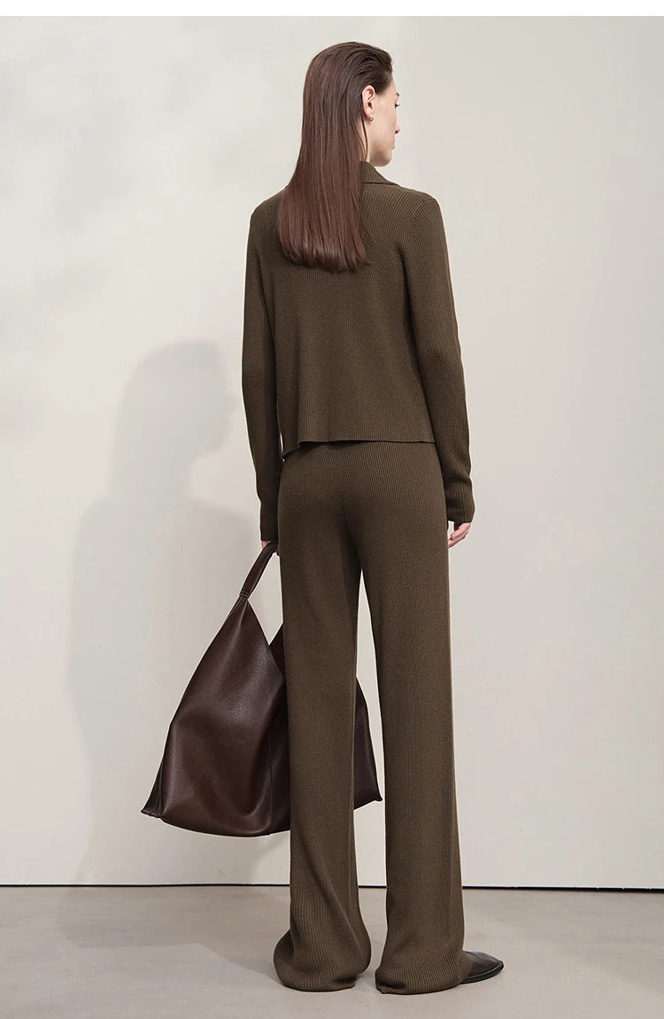 Damen-Strickjacke Buchstaben Slim Reißverschluss Wolle-Mix Herbst-Winter