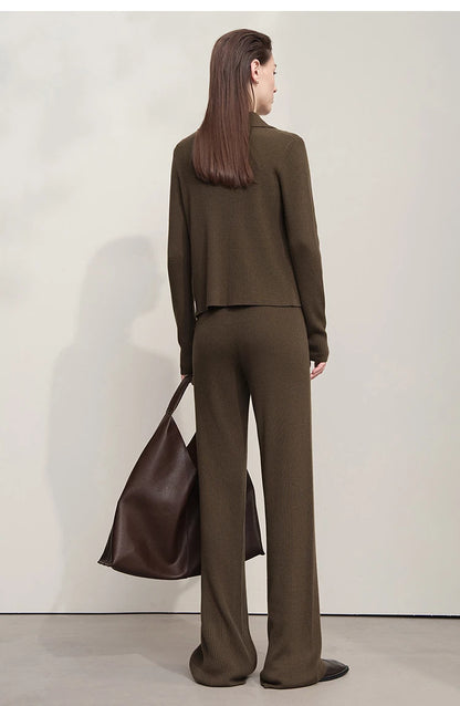 Damen-Strickjacke Buchstaben Slim Reißverschluss Wolle-Mix Herbst-Winter