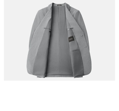 Herren-Anzugset mit Blazer und Hose in tiefem Blau und Khaki – modischer Seersucker für Frühling und Sommer, ideal für Hochzeiten und Büro.