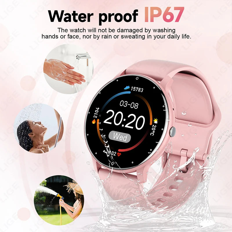 LIGE 2024 Neue Track Smart Uhr Männer Frauen Immer Anzeige Körper Temperatur Uhr BT Anruf Smartwatch Dame Smart Band Für Xiaomi