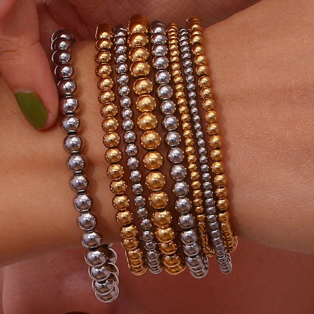 Damen-Perlenarmband mit Farbverlauf aus Edelstahl
