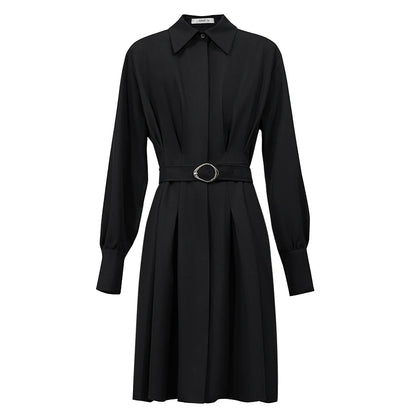 Elegantes Damenkleid Mit Reverskragen Und Gürtel Für Berufsfrauen