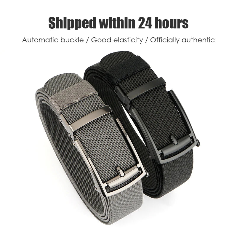 VATLY Elastik-Gürtel Herren Gunmetal Automatik-Schnalle Nylon Einheitsgröße
