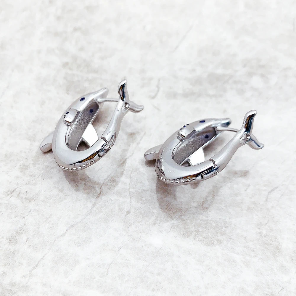Damen-Creolen Delfin suess Glueck 925 Sterlingsilber