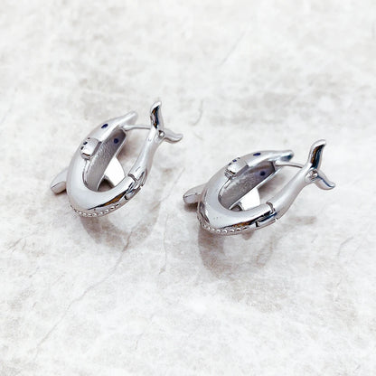 Damen-Creolen Delfin suess Glueck 925 Sterlingsilber
