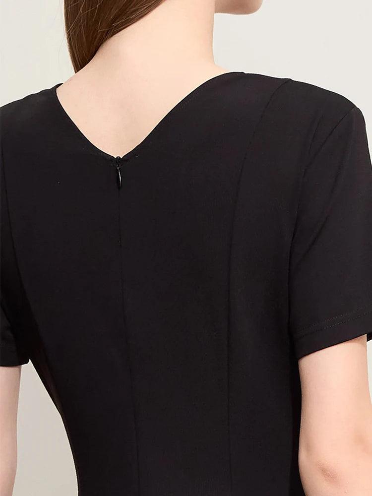 Elegantes Damen Strickkleid V-Ausschnitt Asymmetrisch Look