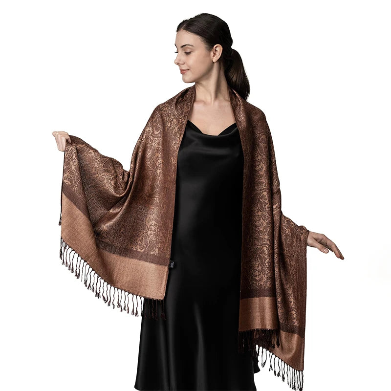Damen Jacquard Schal ethnisch Kaschmir dick weich Halstuch Bandana Outdoor