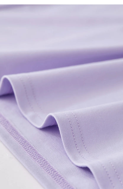 Damen Sommer-T-Shirts im minimalistischen Stil mit O-Ausschnitt und kurzen Ärmeln