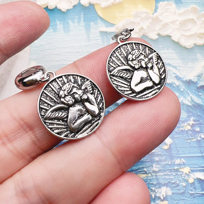 Damen-Charm-Anhänger Schutzengel Scheibe Disc aus Sterlingsilber