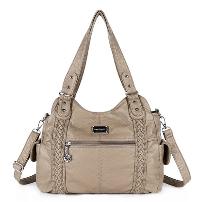 Damen-Schultertasche Aus PU-Leder Mit Reißverschluss Und Innenfächern Großes Stauraumvolumen