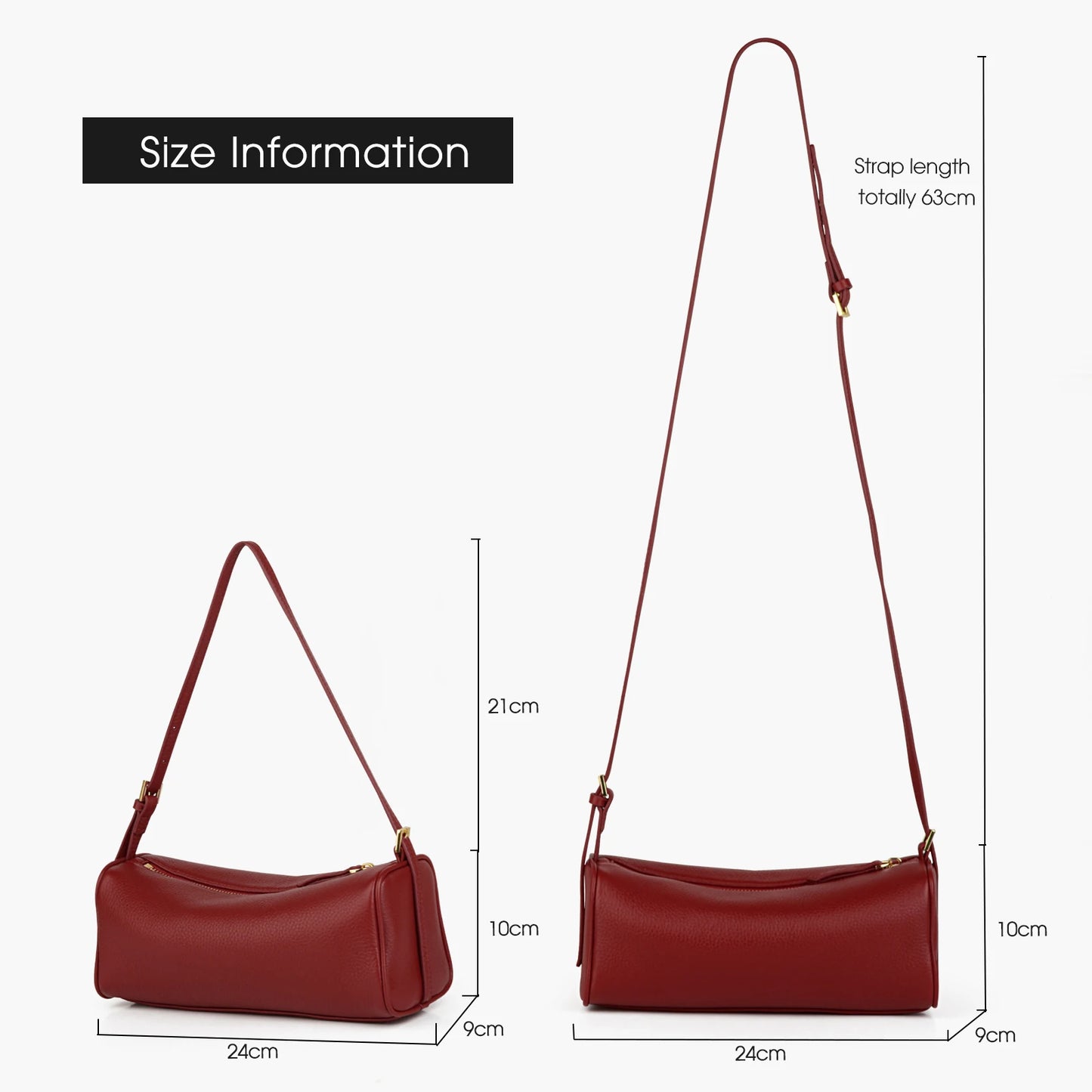 Damen-Handtasche Barrel-Form aus Kalbsleder - Naturfarbe, Gold-Hardware