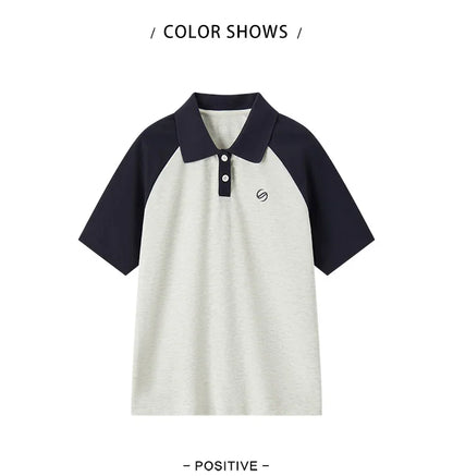 Semir Frauen Polos hirt Sommer neue Farbe Blocking Schulter fallende Ärmel American Retro Top strukturierte Kleidung Trend