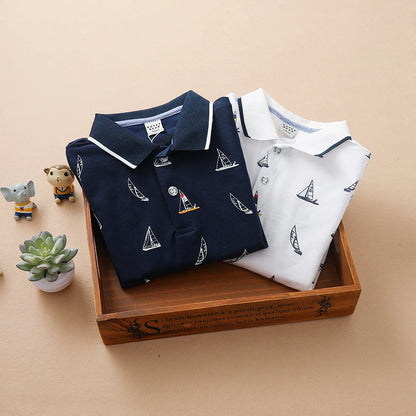 Baby Jungen Polo Shirts Sommer Kurzen Ärmeln Print Top Hemd Schule Kleidung 4T-12T Kinder Baumwolle T-shirts