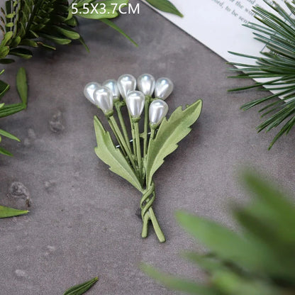 Brosche Pflanze Perle Handgemacht Retro Corsage Damen Mantel