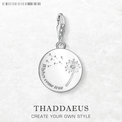 Damen-Charm-Anhänger Löwenzahn Wunsch träumerisch aus Sterlingsilber