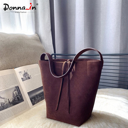 Top Layer Suede Bucket Tote | Große Tasche Aus Kuhleder