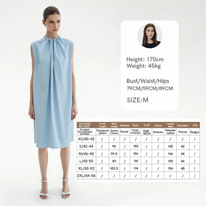 Elegantes Ärmelloses Baumwolle Kleid Mit Kordelzug Für Damen