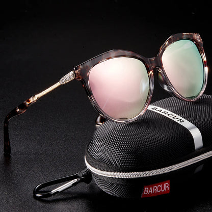 Damen-Sonnenbrille Cat Eye oval Farbverlauf Spiegel polarisiert