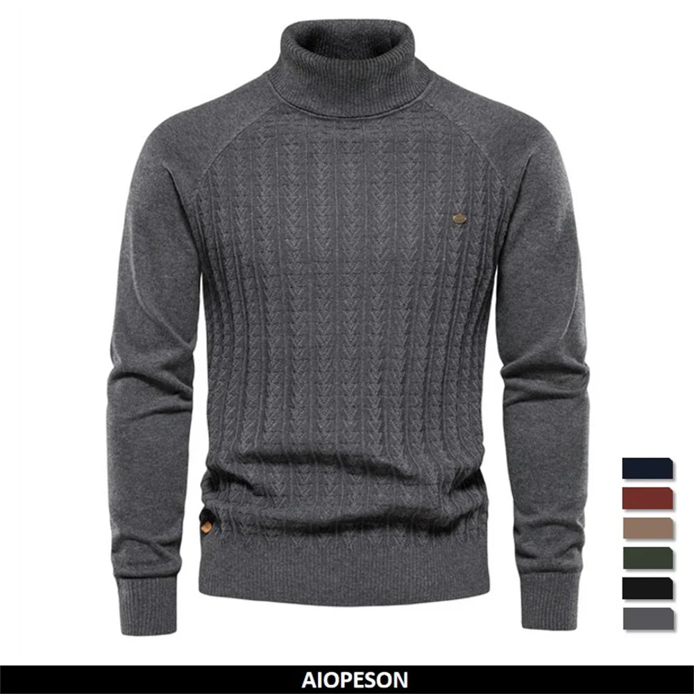 Männlicher Rollkragenpullover aus hochwertiger Baumwolle für den Winter