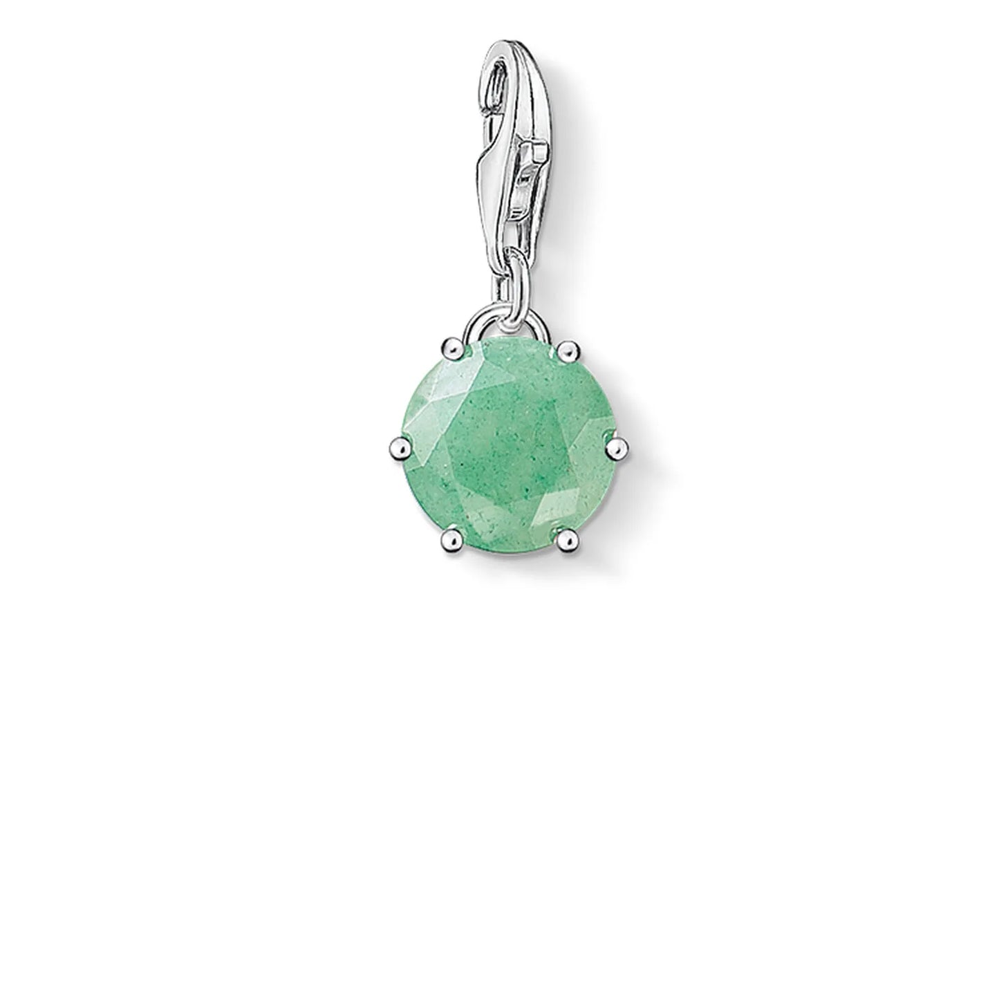 Sterlingsilber-Anhänger mit rundem grünem Facettenstein und Öse
