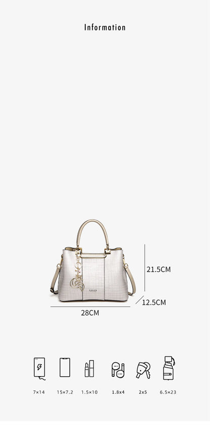 Damen Schultertasche aus Leder im Saffiano Luxusdesign Große Kapazität für Arbeit