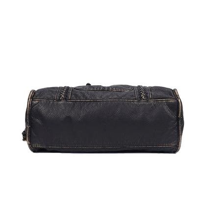 Damen-Handtasche aus PU-Leder Weinrot Großes Fassungsvermögen Schultertasche Boston-Stil