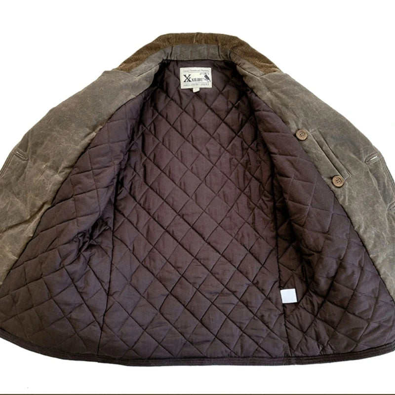 Männer Mantel im Vintage-Stil aus wasserabweisendem Öl-Wachs für Herbst und Winter