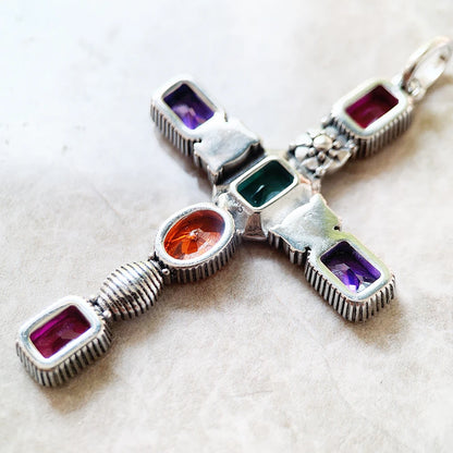 Damen-Charm-Anhänger Kreuz und Krone majestätisch aus Sterlingsilber
